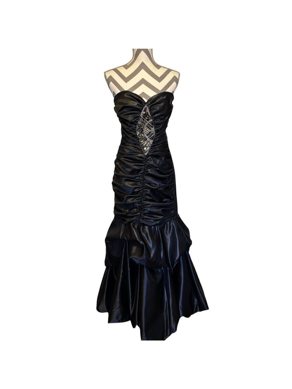 Jessica McClintock Gunne Sax Dress Black Prom Strapless Quinceañera Special 9